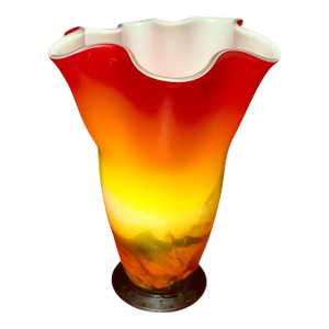 Murano Sunburst of Colors Art Glass Fazzoletto Vase