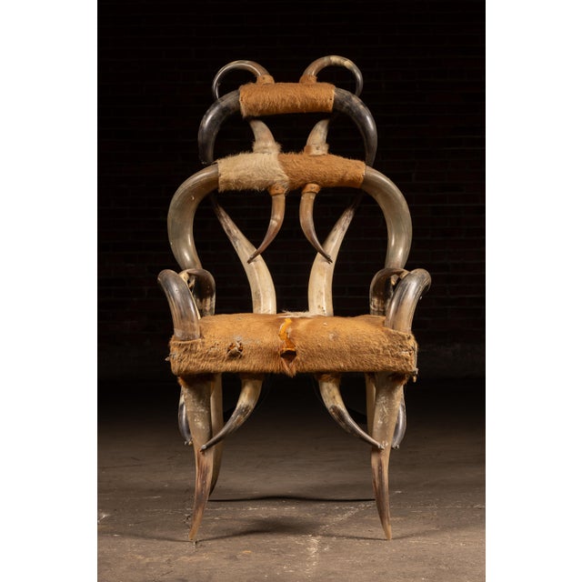 Mid 20th Century Monumental Longhorn Horn Throne Chair For Sale In Chicago - Image 6 of 13