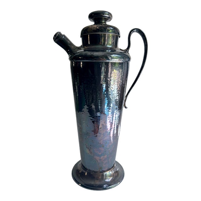 1920s Art Deco Meriden Silver Co. Handled Cocktail Pitcher For Sale