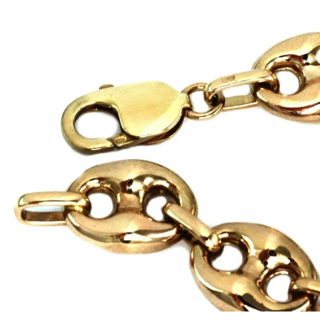 Large Puff 14k Yellow Gold Mariner Link Bracelet For Sale - Image 4 of 12
