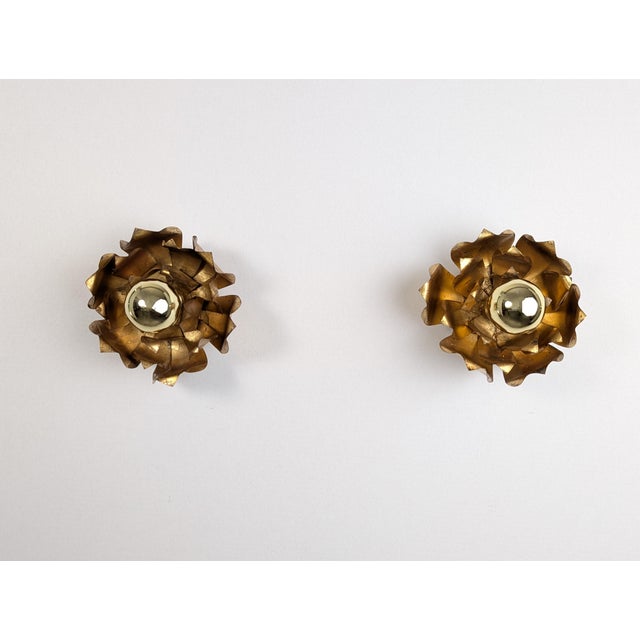 1970s Floral Wall Sconces in Gilded Metal from Hans Kögl, 1970s, Set of 2 For Sale - Image 5 of 12