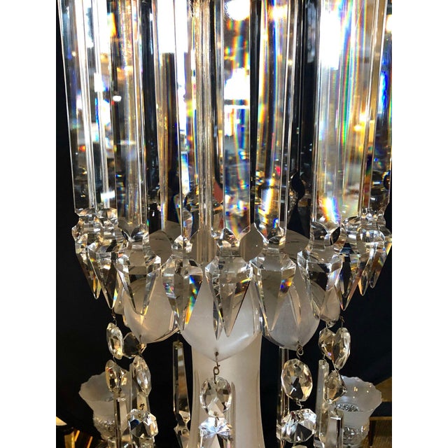 Alabaster Victorian 19th Century Crystal & Lalique Style Cornelius & Baker Chandelier For Sale - Image 8 of 12