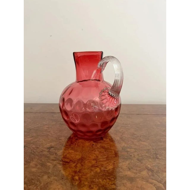 Victorian Cranberry Glass Jug, 1880s For Sale - Image 3 of 7