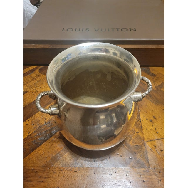 Metal Collectible Mbahr Silver Plated Pot With Rope Handles For Sale - Image 7 of 10