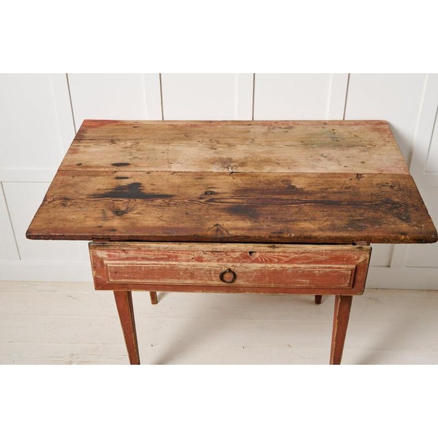 Wood Antique Swedish Folk Art Side Table with Drawer, Late 1700s For Sale - Image 7 of 9