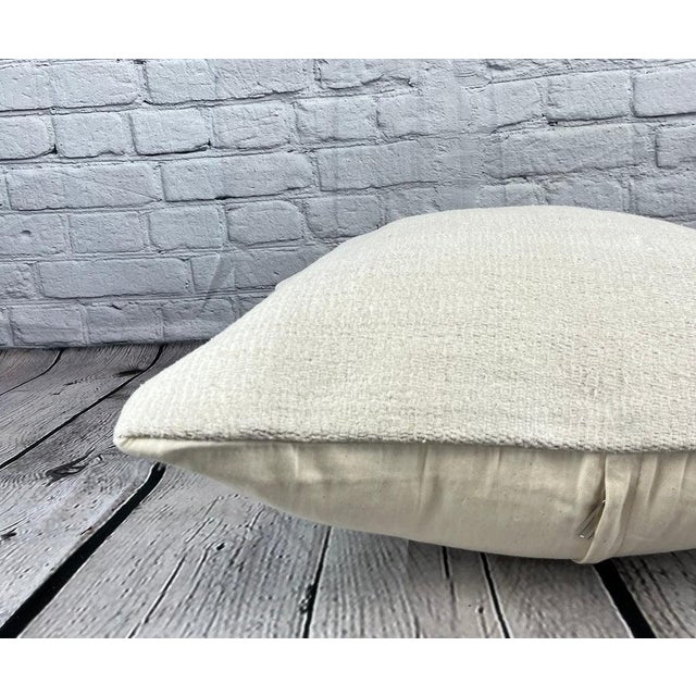 20 x 20 Hemp Pillow Turkish Cushion Natural Grayish White Pillow Cushion Cover For Sale - Image 4 of 4