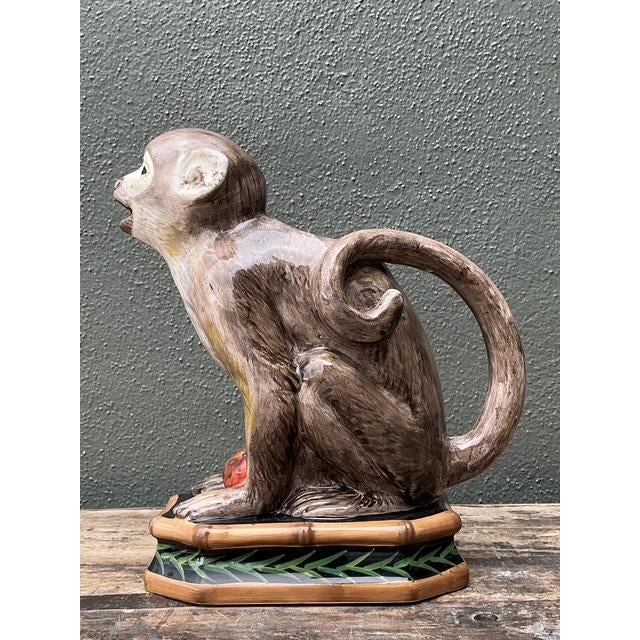 Ceramic Vintage Glazed Ceramic Monkey Pitcher For Sale - Image 7 of 12