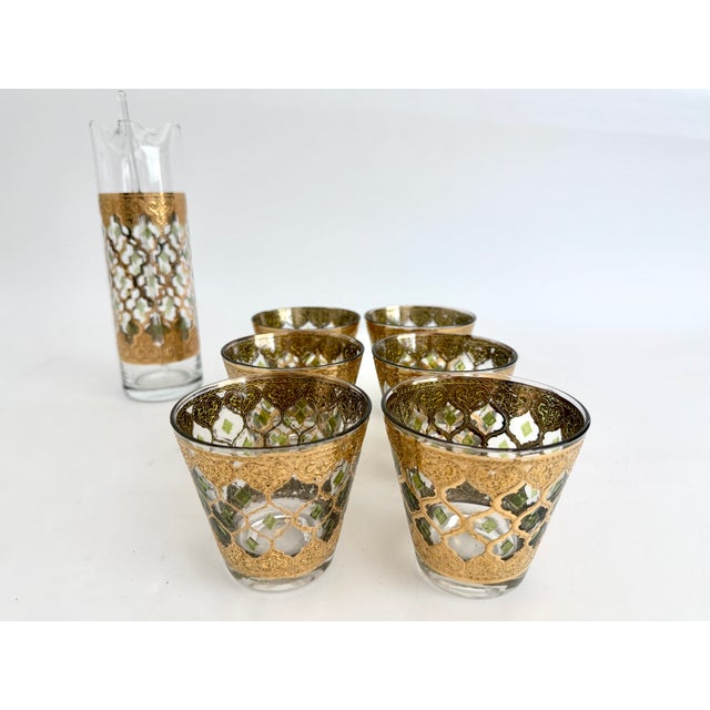 Mid-Century Culver Valencia Rocks Glasses & Pitcher - Set of 7 For Sale In Los Angeles - Image 6 of 8