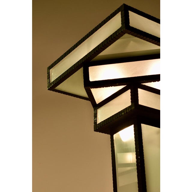 Large Art Deco Floor Lamps Hotel Hammered Iron and Glass, France, 1930s, Set of 2 For Sale - Image 17 of 18