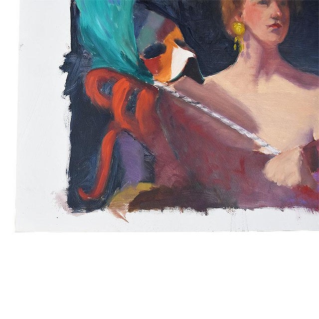 Original Mardigras Woman Painting by Clair Seglem 16.5" X 23" Signed For Sale - Image 4 of 9