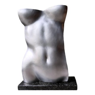 “Torso Aluminum Softly” Contemporary Abstract Sculpture, Silver Gray Cast Aluminum on Granite, by Gerald Siciliano For Sale