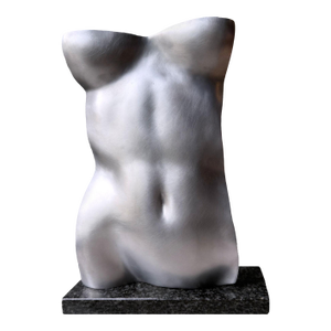 “Torso Aluminum Softly” Contemporary Abstract Sculpture, Silver Gray Cast Aluminum on Granite, by Gerald Siciliano