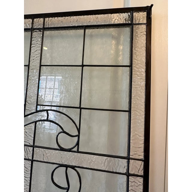 Metal 21st Century Traditional Leaded Glass Window 39.75 X 71 For Sale - Image 7 of 12