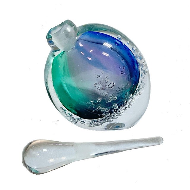 Buzz Blodgett Sea Foam Perfume Bottle - Art Glass - Sommerso - Signed An exquisite Sea Foam mini angle perfume bottle by...