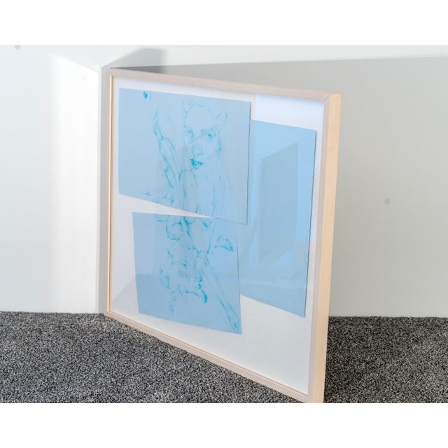 Contemporary Blue Lines, 2007, Original Jennifer Poon Framed Artwork For Sale - Image 3 of 4