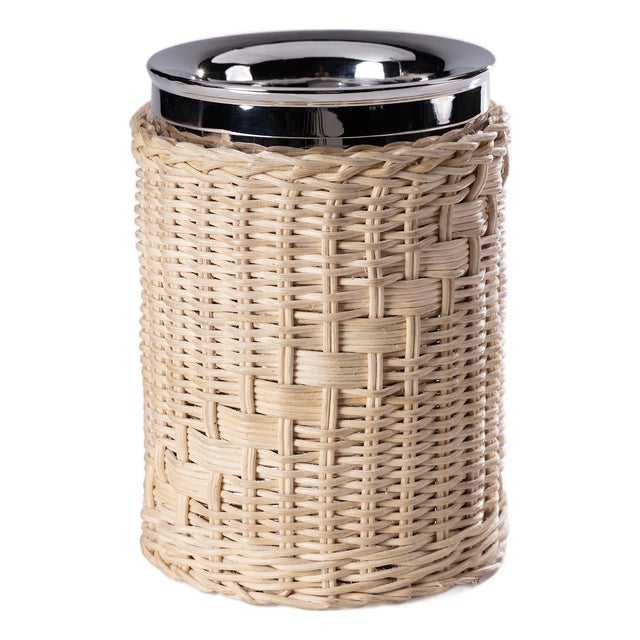 The Palmier Wicker Steel Wine Cooler For Sale