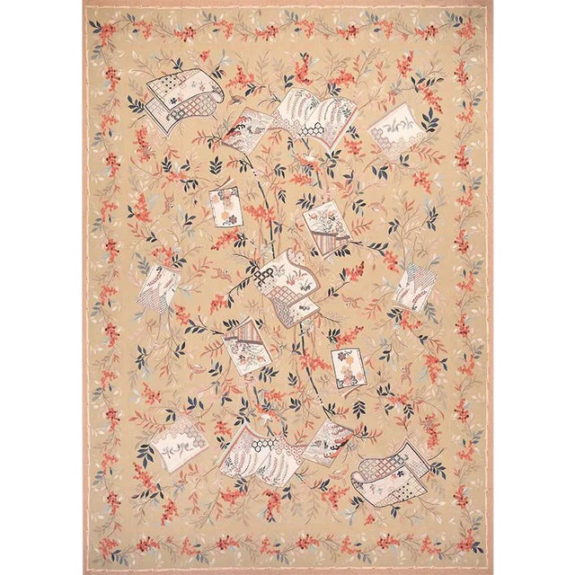 Handwoven Japanese Style Aubusson Area Rug 9'0" X 12'0" For Sale
