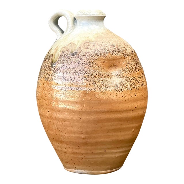 Vintage Handcrafted Pottery Vessel For Sale