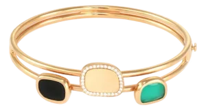 Roberto Coin Jade Diamond 18k Rose Gold Bangle Bracelet