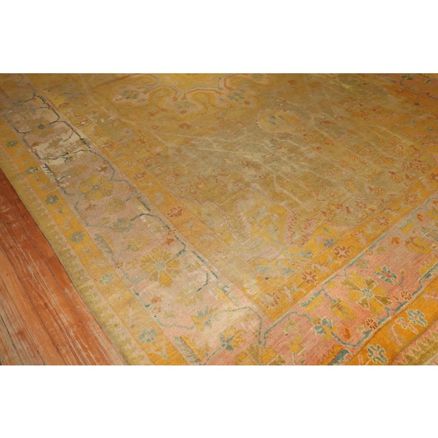 19th Century Distressed Colorful Antique Zabihi Collection Turkish Oushak Rug For Sale - Image 11 of 12