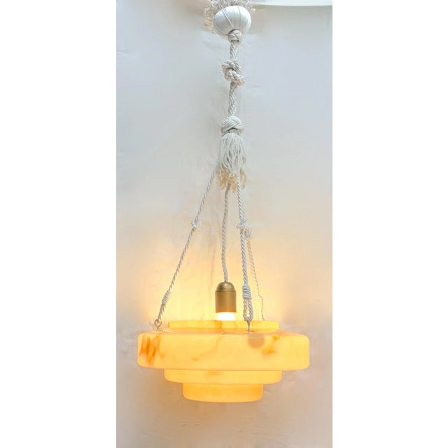 Flat Glass Pendant Light, 1940s For Sale - Image 3 of 5