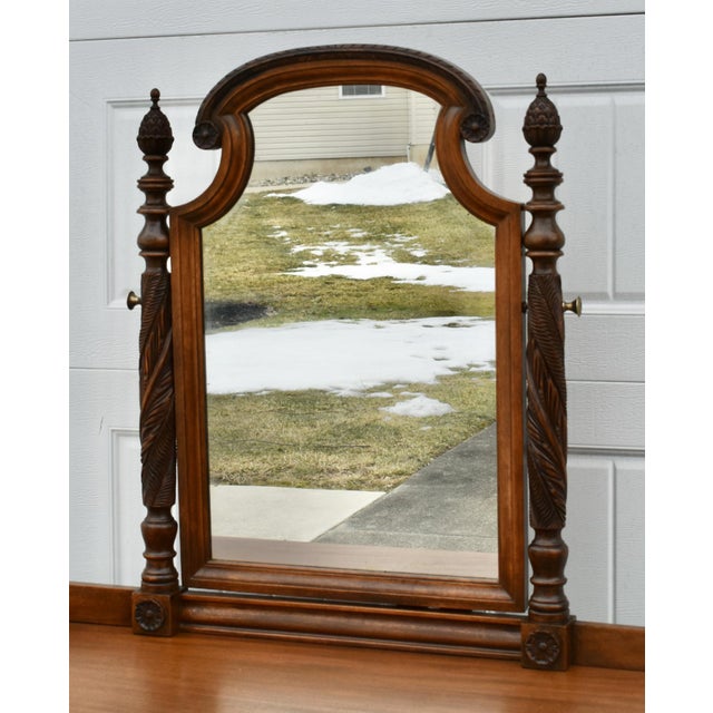 Brown Antique Carved Mahogany Regency Style Vanity W/Mirror For Sale - Image 8 of 12