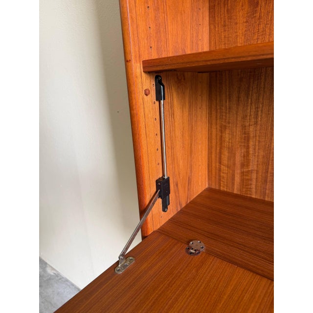 Wood 1960s Danish Mid-Century Modern Teak Bar Cabinet With Drop-Down Desk For Sale - Image 7 of 10