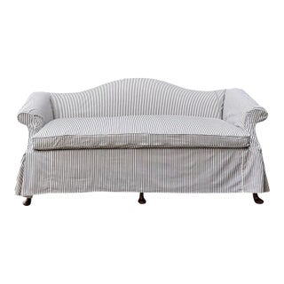 Vintage Hickory Chair Tie Back Slipcovered Camelback Sofa For Sale
