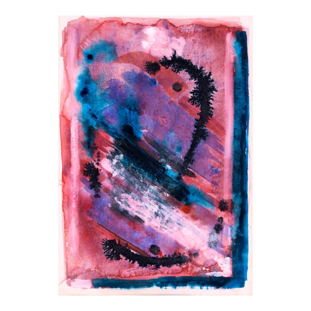 Subaquatic Canyon - Abstract Expressionist on Paper by Ricardo De Silva For Sale
