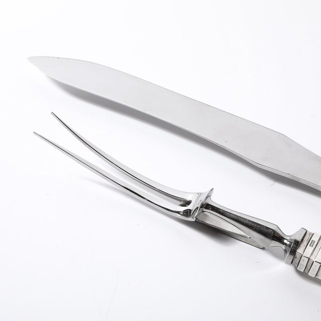 Silver Art Deco Skyscraper Style Sterling Silver Carving Set Signed Georg Jensen For Sale - Image 8 of 17