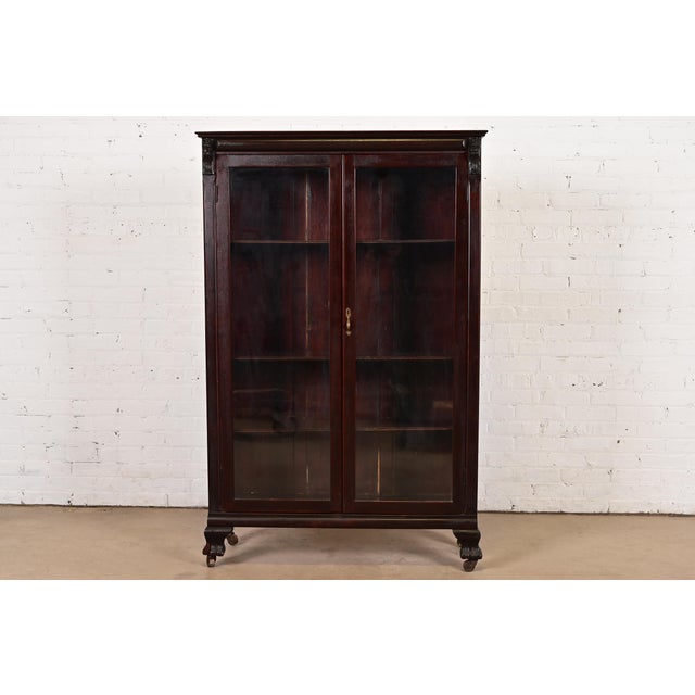 R. J. Horner Style American Empire Carved Mahogany Bookcase With Lion Heads, Circa 1890s For Sale - Image 13 of 13