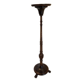 Antique Victorian Carved Mahogany Torchere Plant Stand, 1860 For Sale