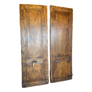 French Antique Walnut Pair of Doors With Original Hardware For Sale