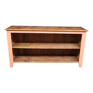 Rustic Reclaimed Pine Salmon Painted Bookcase For Sale