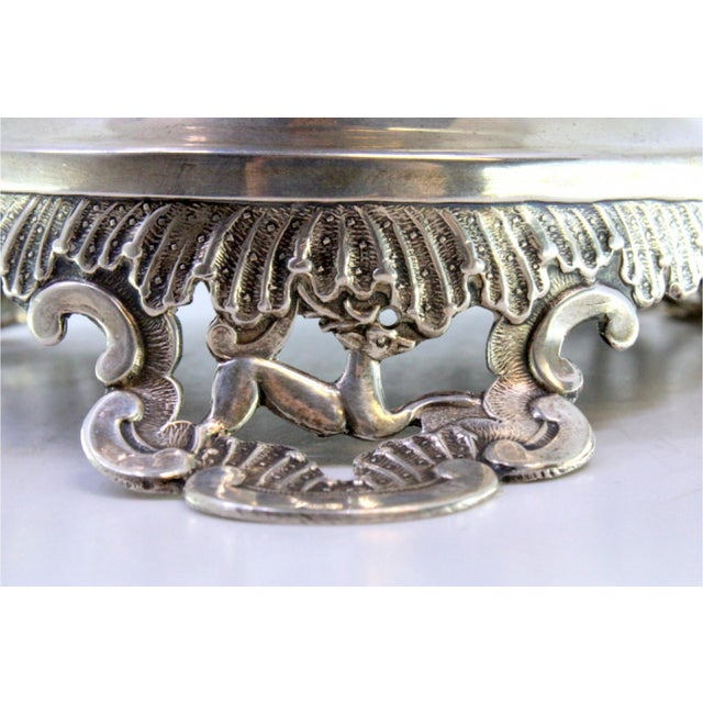 Rounded Silver Vase with Engraved Floral Rim Motifs For Sale - Image 4 of 9