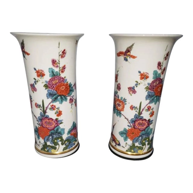 1970s Large Lennox Saxony Vases With Bases - a Pair For Sale