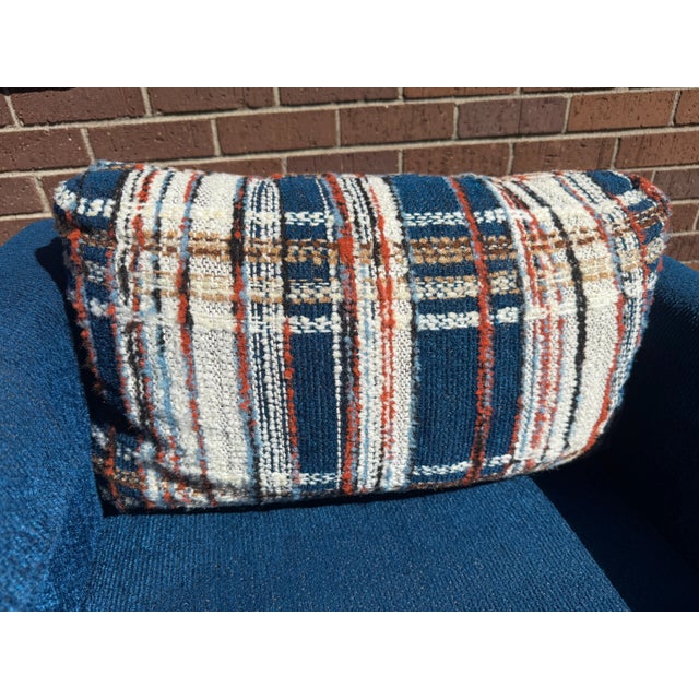 1970s Century Modern Blue Chenille Club Lounge Chair by Levitz Furniture For Sale - Image 11 of 17