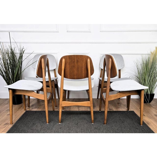 1950s Mid-Century Modern Italian Walnut Wood Dining Chairs, 1950s, Set of 6 For Sale - Image 5 of 10