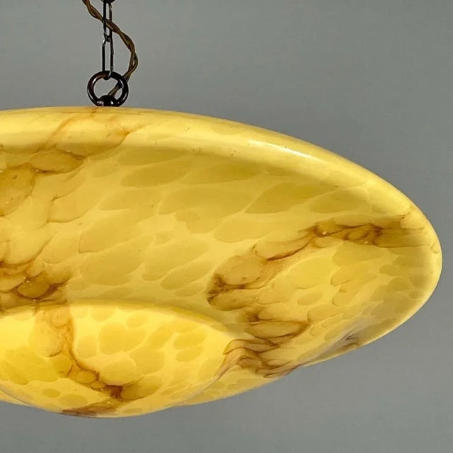 Marbled Opaline and Burnished Brass Pendant, Germany, 1930s For Sale - Image 6 of 17