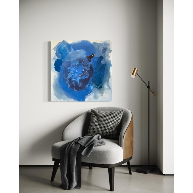Contemporary Abstract Blue Textured Wall Art For Sale - Image 3 of 9