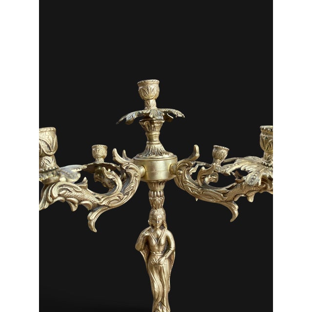 French Gilt Bronze and Marble Candleholders, 1800s, Set of 2 For Sale - Image 12 of 18