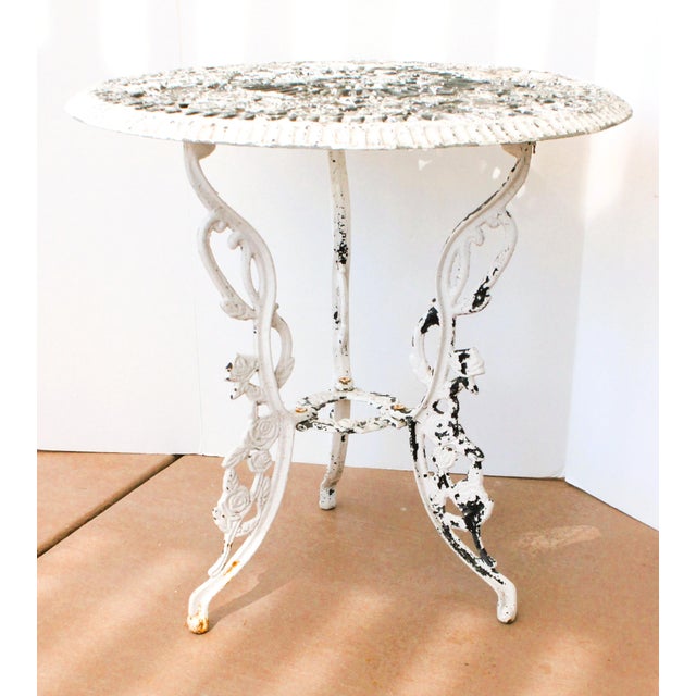 Farmhouse Petite French Bistro Outdoor Table/Distressed White For Sale - Image 3 of 8