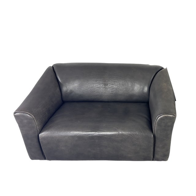 DS 47 Buffalo Leather Grey Sofa Two-Seater from De Sede, 1980s For Sale