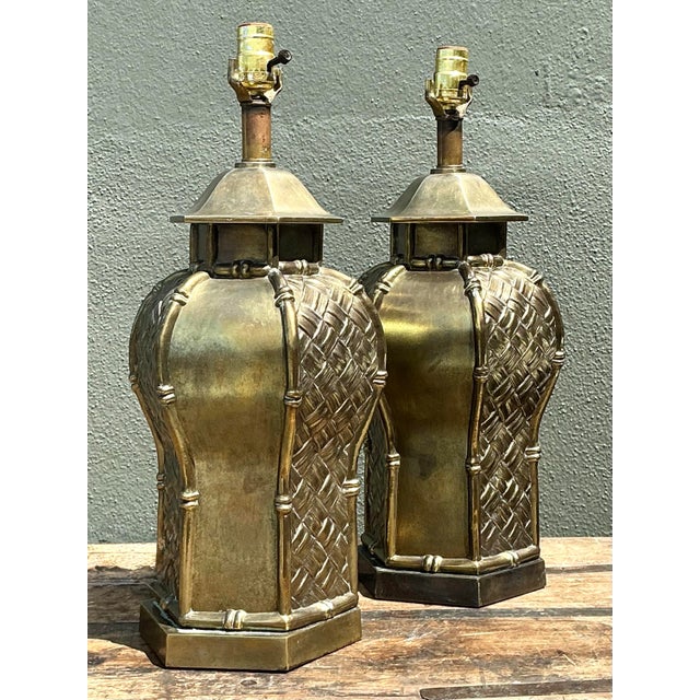 Vintage Bamboo Motif Lamps - A Pair For Sale - Image 9 of 12