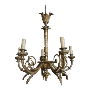 19thc French Antique Bronze Louis XVI Rococo Chandelier
