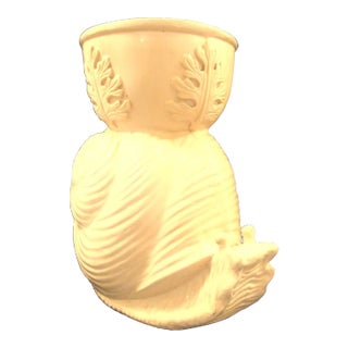 1950s Palm Beach Hollywood Regency Pale Yellow Fiberglass Snail Planter For Sale