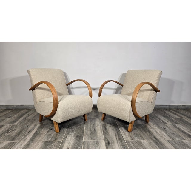 Beige Lounge Chairs from Jindrich Halabala, 1940s, Set of 2 For Sale - Image 8 of 9