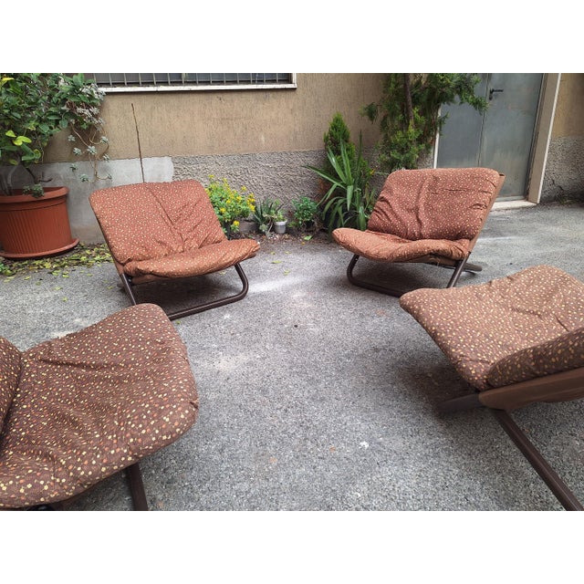 Vintage Cross Chair in Lacquered Metal and Fabric by Marcello Cuneo for Arflex, 1974 For Sale - Image 9 of 18