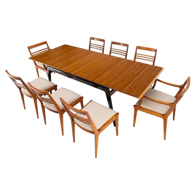 Italian MidCentury Modern Dining Table 8 Chairs Set New Linen
