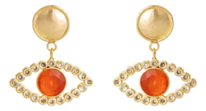 Crimson Flame Eye Earrings, A Pair